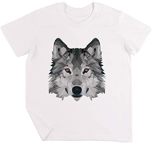 Vendax Cristalline Loup T-Shirt Unisexe Enfant Garçons Filles Blanc