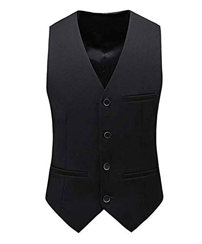 Men's Slim Fit V-Neck Vest Bottons Down Waistcoat 4 Buttons Wedding Party Casual Vest