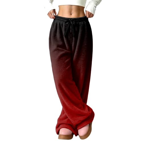 Womens Flannel Pajama Pants Wide Leg Loose Ombre Flannel Cute Lounge Pants - image 5