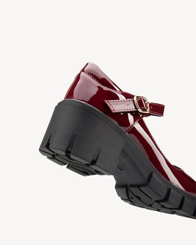 Women's Mary Jane Shoes Platform Low Heel Chunky Heels Ankle Strap Round Toe Dressy Pumps Oxford Style4