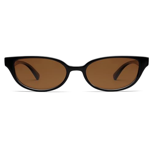 VANLINKER Small Retro Semi Oval Polarized Sunglasses for Women Men Trendy 90s Style Vintage Narrow Rectangle Frame VL9833