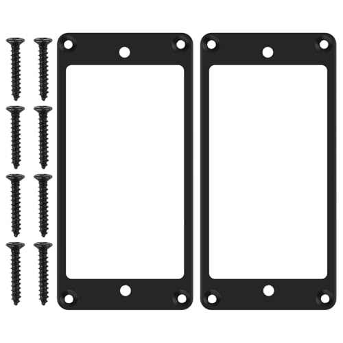 Humbucker Cover, 2 Pcs Metal Iron Flat Humbucker Pickup Ring with 8 Screws, Electric Guitar Pickups Rings, Bass Pickup Frame Mounting Ring for Electric Guitar Replacement?Black?