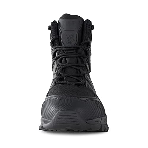 QUNLON Chaussures Montantes pour Hommes pour la Randonnée Bottes de Combat à Lacets Bottes de Travail et de Sécurité Légères Model113-Black-43EU – vue 4