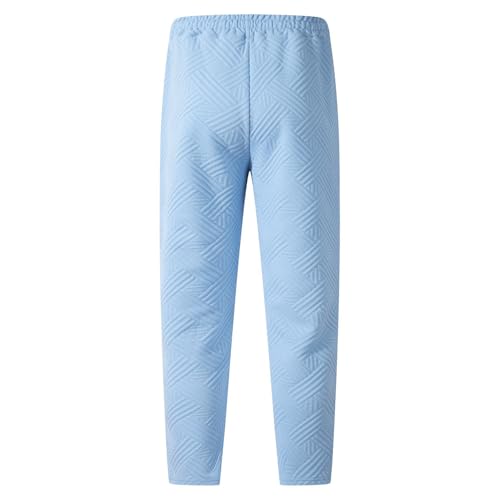 Mens Elastic Waist Pants Casual Drawstring Straight Leg Slacks Textured Trousers Fashion Loose Fit Pant with Pockets2