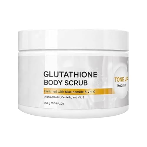 Exfoliante corporal con glutatión, enriquecido con niacïnamïde vitamina C, 250 g, gel de baño exfoliante iluminador potenciador de, limpieza profunda tratamiento suavizante de la piel, hidr