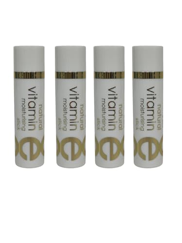 K KAIZEN8 Vitamin E Moisturizing Lip Balm Stick Natural Finish All Skin Types 4 Count Made in USA White