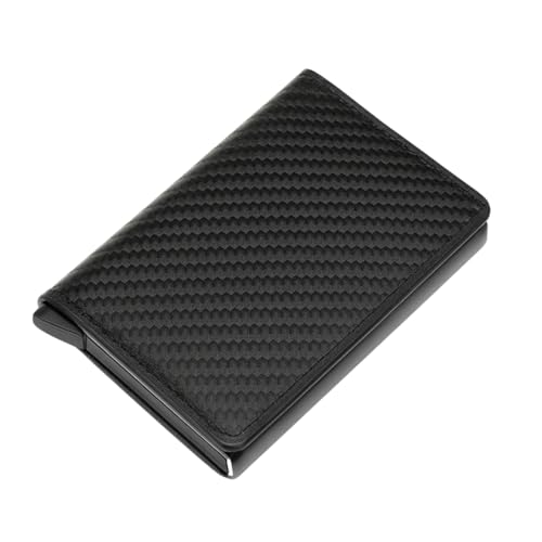 Carteira Slim Masculina Porta Cartões RFID Antifurto Couro Sintético Premium Automática Compacta