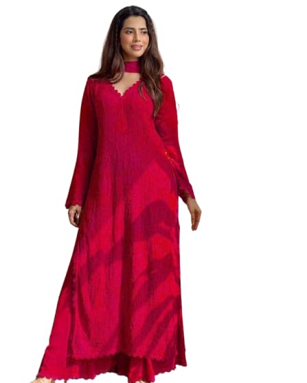 anagh apparels Women’s Chikankari Embroidered 3 Piece Suit Set in Faux Georgette – Long Gown Style Kurta with Lining, Embroidered Dupatta-picture-20