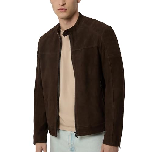 Mens Suede Cafe Racer Jacket - Slim Fit Real Lambskin Suede Leather Motorcycle Jacket Men2