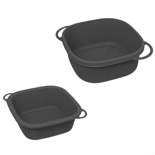 Paquete de 2 forros de silicona para freidora de aire, diseñado para 4 cuartos y 6 cuartos de galón, garantiza resultados de cocción uniformes y fácil limpieza (negro)