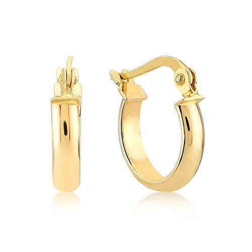 GELIN 14k Solid Gold Chunky Open Hoop Earrings | Small Gold Huggie Earrings for Women and Girls