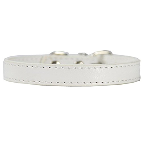 ALCYONEUS Verstelbare Mode Faux Lederen Effen Kleur Hond Kat Nek Band Puppy Huisdier Kraag, S, Kleur: wit