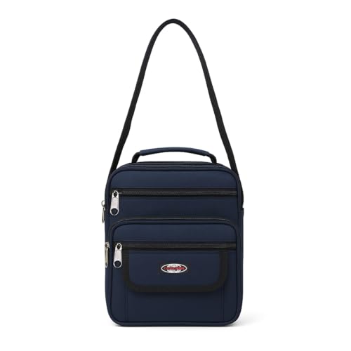 Sac de travail à bandoulière homme bleu et noir avec sa pochette d'identité pratique