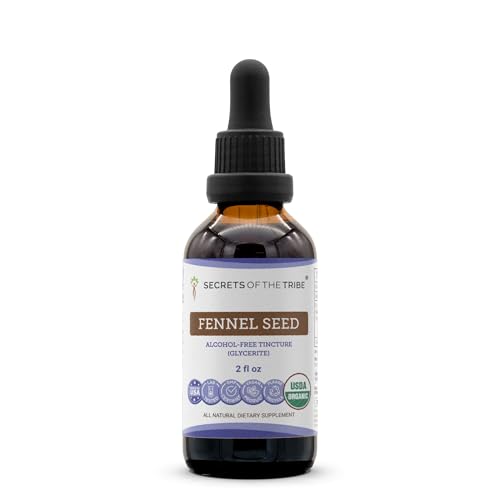 Secrets of the Tribe Fennel Seed USDA Organic Tincture | Alcohol-Free Extract High-Potency Herbal Drops | Made from 100% Certified Organic Fennel (Foeniculum vulgare) Dried Seed (2 Fl Oz)