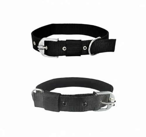 Image of Comfort Fit & Durable Nylon Dog Collar Combo Set - Safe & Adjustable Pet Collars-(Pack of 2) (Black & Grey)