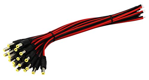 Zdycgtime 25Cm Dc Power Pigtail Cable, 12V 1-3A Dc 5.5Mm X 2.1Mm Male Connectors Awg For Cctv Surveillance Security Camera System And Led Strips Transformer Connection(2.1Mm X 5.5 Mm 20 Pack/M) #TOP6