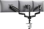 HUANUO Moniteur Triple pour écrans d'ordinateur de 13-27 pouces, 3 Moniteur de montage avec cales à bras 19.8lbs, Moniteurs Triples Gaming Stand avec Tilt, Swivel, Rotation, VESA 75x75, 100x100mm