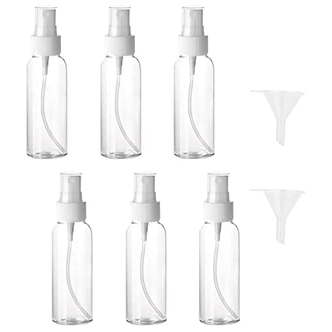 JOYISEN 6PCS Spray Bottle Small 100ML/3.4OZ Empty Plastic Bottles for Travel Refillable Liquid Containers Spray Bottle with 2 Small Funnel Cover