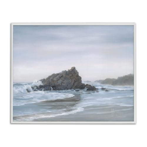 'Crashing Waves Rocky Beach'| Framed Giclee Art