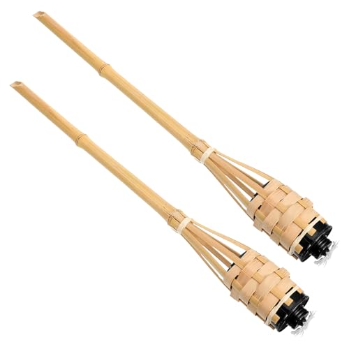 Generico Torcia da Giardino in Bambù Fatta a Mano 2 Pezzi, Lampada a Olio Decorativa per Esterni, Torcia da Percorso Paesaggistico per Giardino, Matrimonio e Cortile, Accensione Cherosene