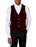 Xposed Mens SAM Burgundy Soft Velvet Waistcoat Wedding Party Retro Tailored Fit Suit Vest [AMZCH-PWC-101-8-BURGENDY-52]