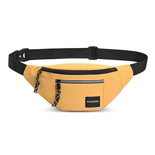 Long Keeper Waist Fanny Pack for Women Men Waterproof Bum Bag Dog Walking Running Hiking Waist Packs with Adjustable Belt for Sport Travel Outdoor A-Yellow