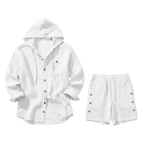 Ensemble homme lin respirant avec capuche pratique et confortable