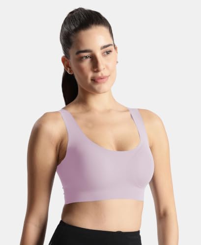 Image of Jockey 1840 Women Wirefree Padded Microfiber Elastane Full Coverage Bonded Tech Lounge Bra