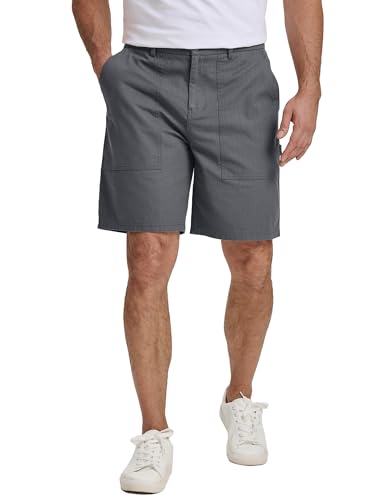 JMIERR Cargo Shorts for Men Carpenter Shorts Elastic Waist Cotton Work Shorts Soft for Construction with Pockets Summer Travel Shorts, XL, Dark Grey