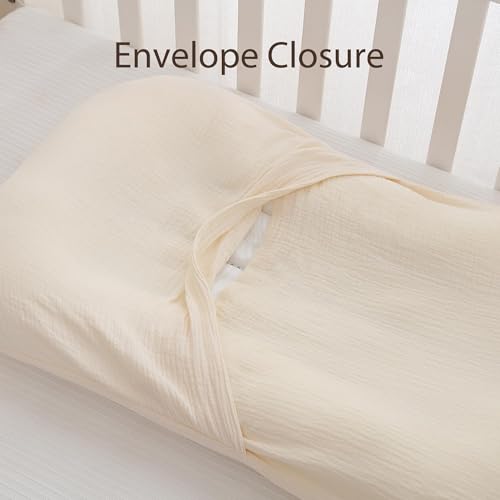 Image of guruixu 2 Pack Muslin Baby Lounger Cover, 100% Cotton Infant Lounger Cover for Baby Boys and Girls (Dusty Pink,Cream)