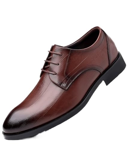 Party Men's Dress Oxford Formal Shoes Synthetic Leather Lace Up Pointed Toe Anti-Slip Slip Resistant Rubber Sole Office Business