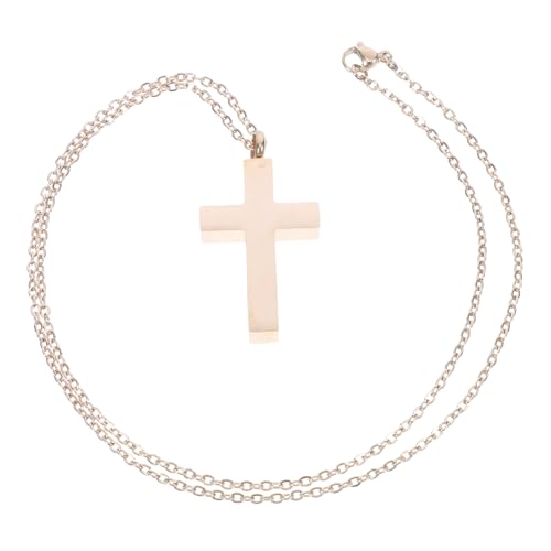 Parliky Collier Urne Croix Acier Inoxydable pour Cendres et Cendres Danimaux Pendentif Urne Funéraire Rose Doré avec Entonnoir Souvenir pour Homme et Femme