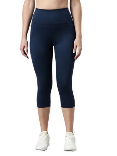 Image of GO COLORS Womens Solid Training Capri | Elastane, High Rise