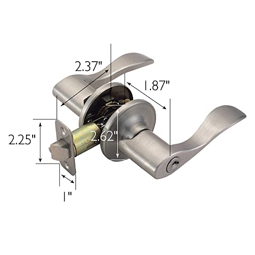 Image of Design House Springdale Keyed Entry Door Lever, Satin Nickel | Surface, Transitional, Brass, Hardware, 700500