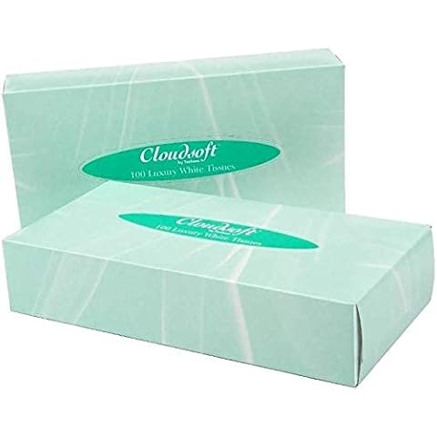 Cloudsoft Super Soft 2-Ply Facial Tissue for Hotels, Home, Salons, Bulk Pack of Tissue Boxes (36 x 100) Cover