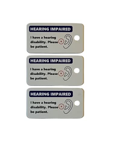 Hard of Hearing Key Tag Pack of 3 Hearing Impaired Key Ring Safety Product Secure ID