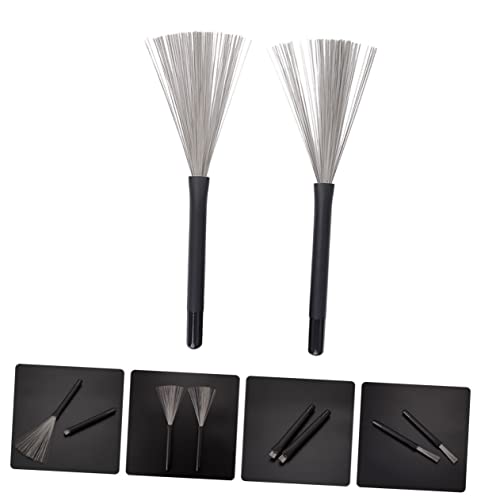 GOOHOCHY 1 Para Drucianych Szczotek Do Bębnów Druciana Szczotka Do Pałek Perkusyjnych Druciana Szczotka Do Bębnów Jazz Drum Brush Specjalna Szczotka Do Bębnów Perkusja Do Bębnów Szczotka