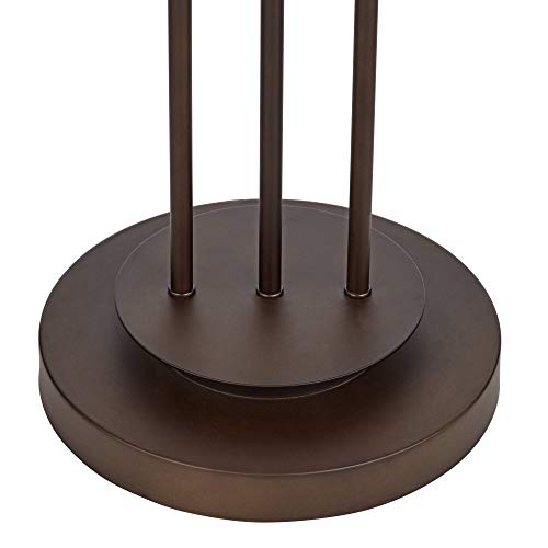 Franklin Iron Works Marlowe Modern Industrial Farmhouse Lamp Floor Standing 60.5" Tall Rustic Bronze Woven Iron Metal Burlap Fabric Double Drum Shade Decor for Living Room Reading House Bedroom - Thumbnail 5