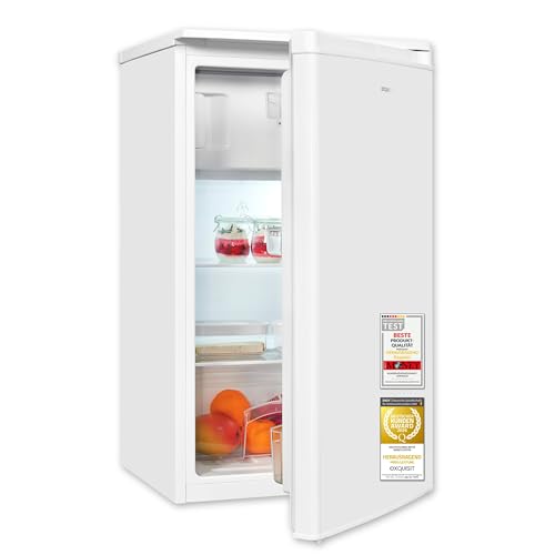 Exquisit Kühlschrank mit Gefrierfach | 81 l Nutzinhalt, Energieklasse E, 40 dB(A) | kompakte Bauform, 3-Sterne-Gefrierfach, manuelle Temperaturregelung, wechselbarer Türanschlag | KS5117-3-040E weiss