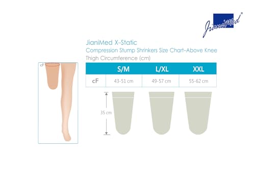 Image of X-Static Prosthetic Stump Shrinkers - Above Knee, 35cm, Amputee Sock, 15-20, Silver Yarn, Daily, Taiwan Excellence S /M