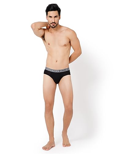 Image of OXYZONE Men's Modal Solid Brief with Sweat-Absorbent & Anti-Odour Fabric, Lightweight, Tag-Free, Breathable Innerwear with Outer Soft Waistband