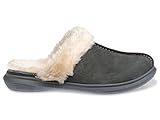 Spenco - Women's Supreme Slide - Premium Suede Slip-On with Luxurious Faux Shearling, Contoured, 7.5, Charcoal Green