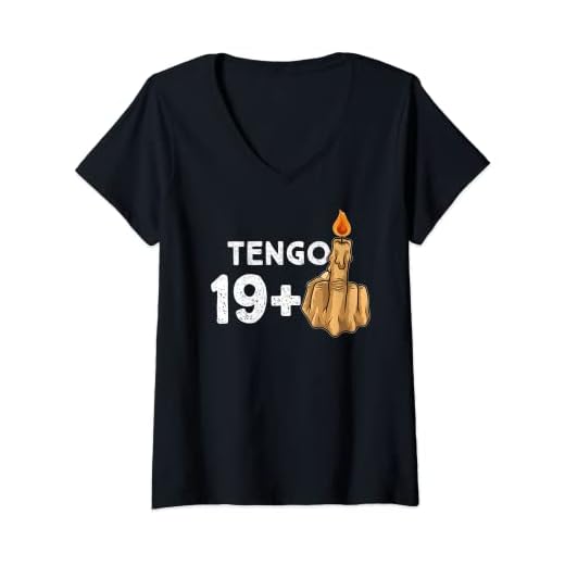 Mujer 19+1 Dedo Medio Vela De Cumpleaños Para El 20º Cumpleaños Camiseta Cuello V