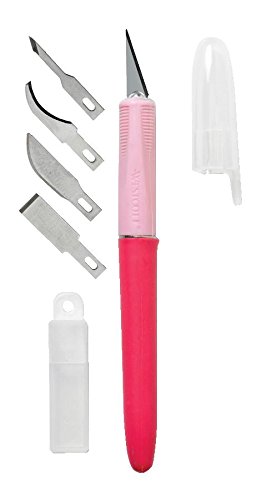 Westcott 15153 Hobby Knife Titanium 5 Assorted Blade, Pink