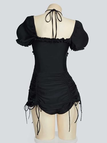 MEOWCOS Goth Swimsuit Vintage Retro Sleeves Bathing Suit Dark Style Gothic Swimsuit2
