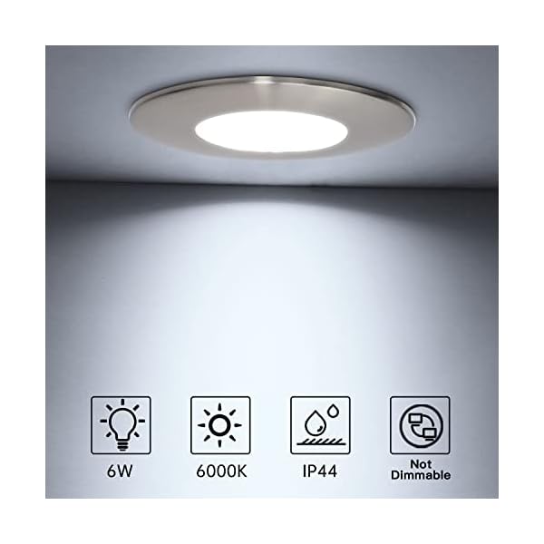 Kimjo LED Einbaustrahler 230V 6W Kaltweiß 6000K, LED Spots Flach 600LM, Bad Deckenspot Einbauspot IP44 für Badezimmer… – Bild 5