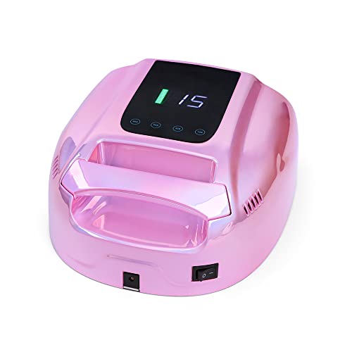 Qrarazl Rechargeable Nail Dryer 96W High Power Professional Nail Lamp Lcd Display Uv Led Fast Dry Nail Light, With Portable Handle (Pink) #TOP3