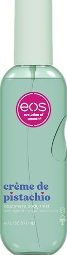 Image of eos Cashmere Body Mist, Creme de Pistachio, body spray for women, hair mist, moisturizing, hyaluronic acid, glycerin, vegan, cruelty-free, 6 fl oz