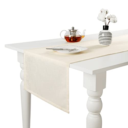 Chemin de Table - Élégant Chemin de Table à Manger Rustique de Qualité Supérieure Facile d'entretien Lavable (40 x 160 cm, Beige) Cover