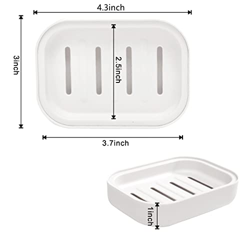 Baokuanhu 4 Pack Plastic Soap Dish, Soap Container, Double Layer Draining Soap Holder For Shower, Bathroom Or Kitchen, C-0060 #TOP1